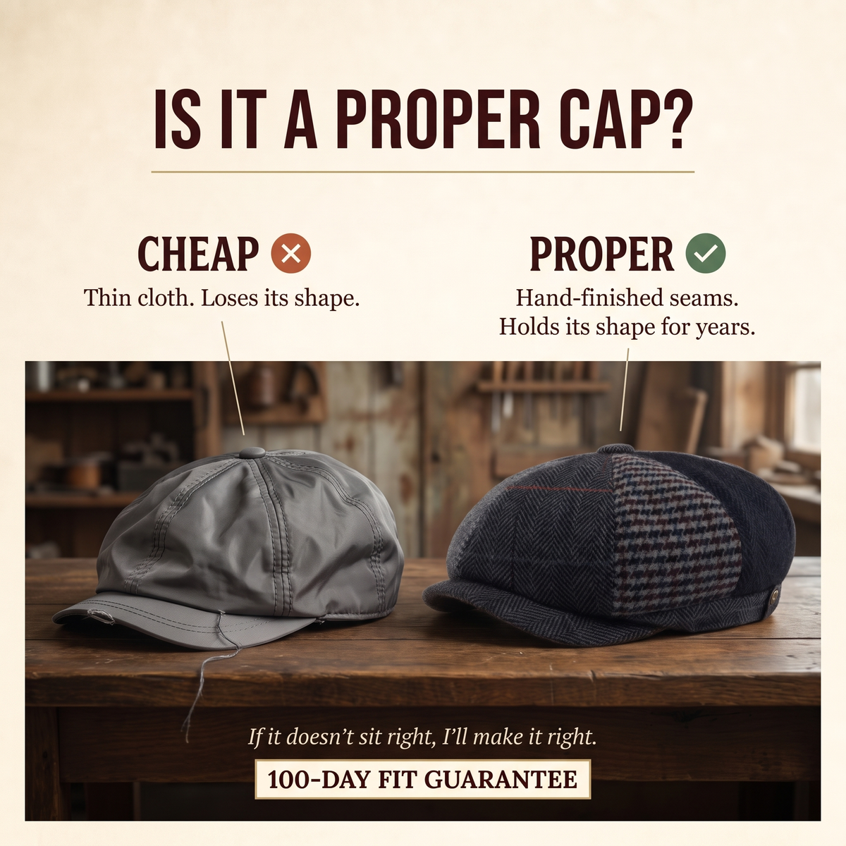 Wool Patchwork Cap — NANTWICH — is it a proper cap