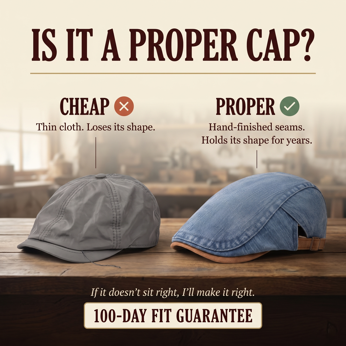 Denim Workwear Cap — ASHBOURNE — is it a proper cap
