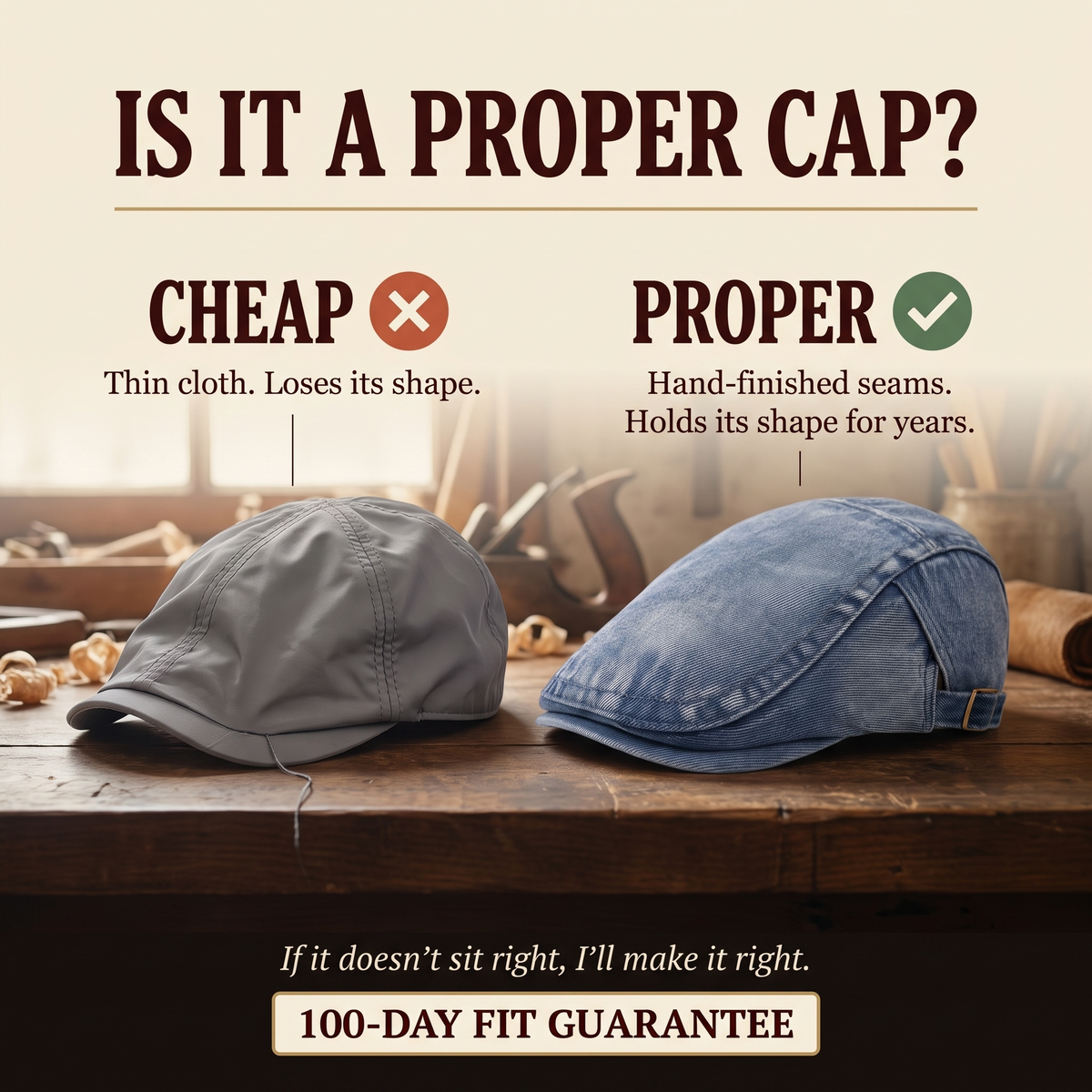 Stonewash Denim Cap — OTLEY — is it a proper cap