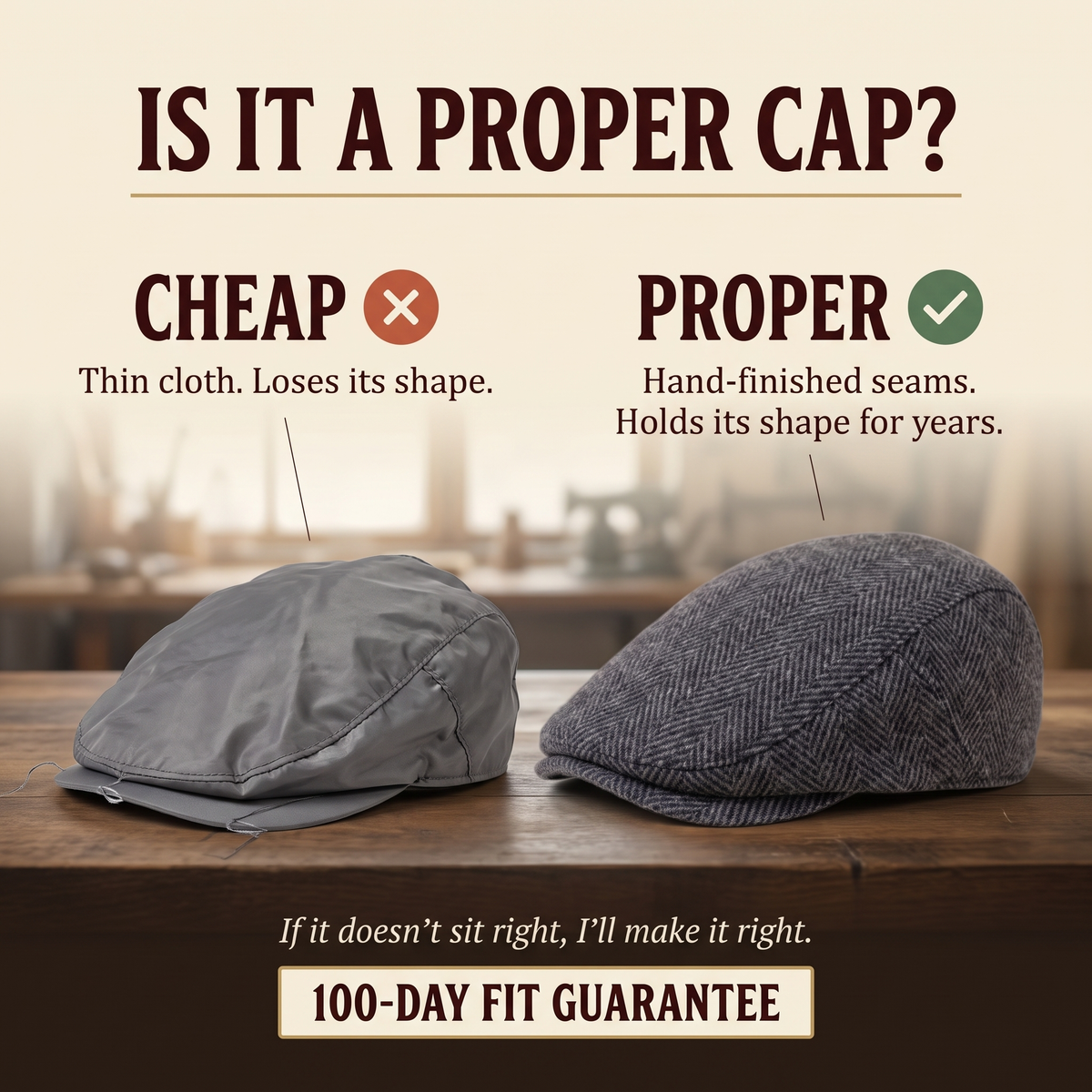 Herringbone Wool Cap — INGLETON — is it a proper cap