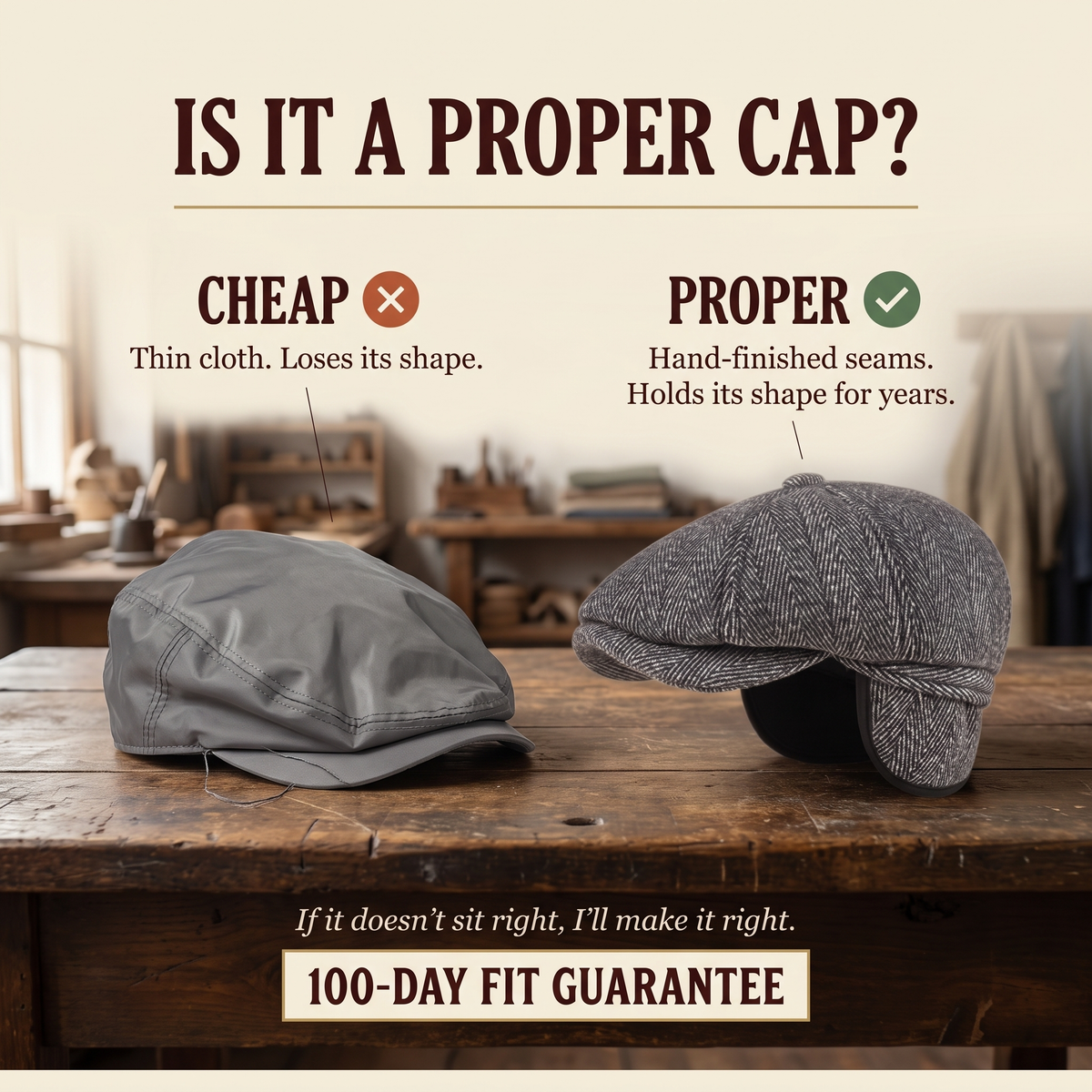Herringbone Earflap Cap — HEXHAM — is it a proper cap