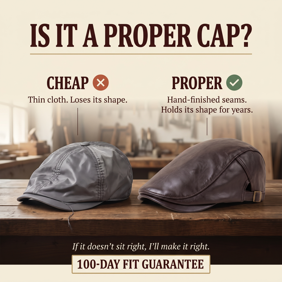 Leather Driver Cap — BURNLEY — is it a proper cap