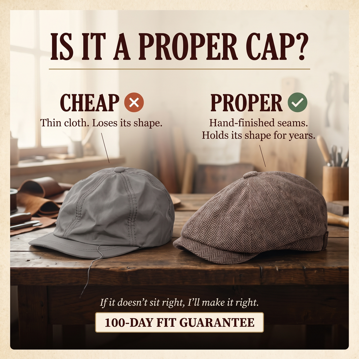 Herringbone Wool Cap — DUMFRIES — is it a proper cap