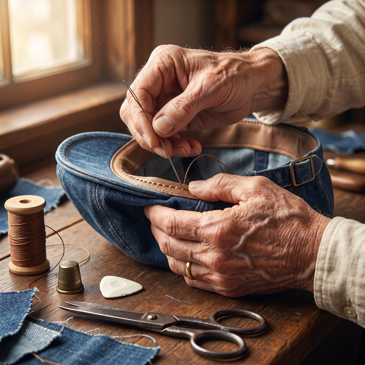 Denim Stitch Cap — CUPAR — hand-finished by Edmund