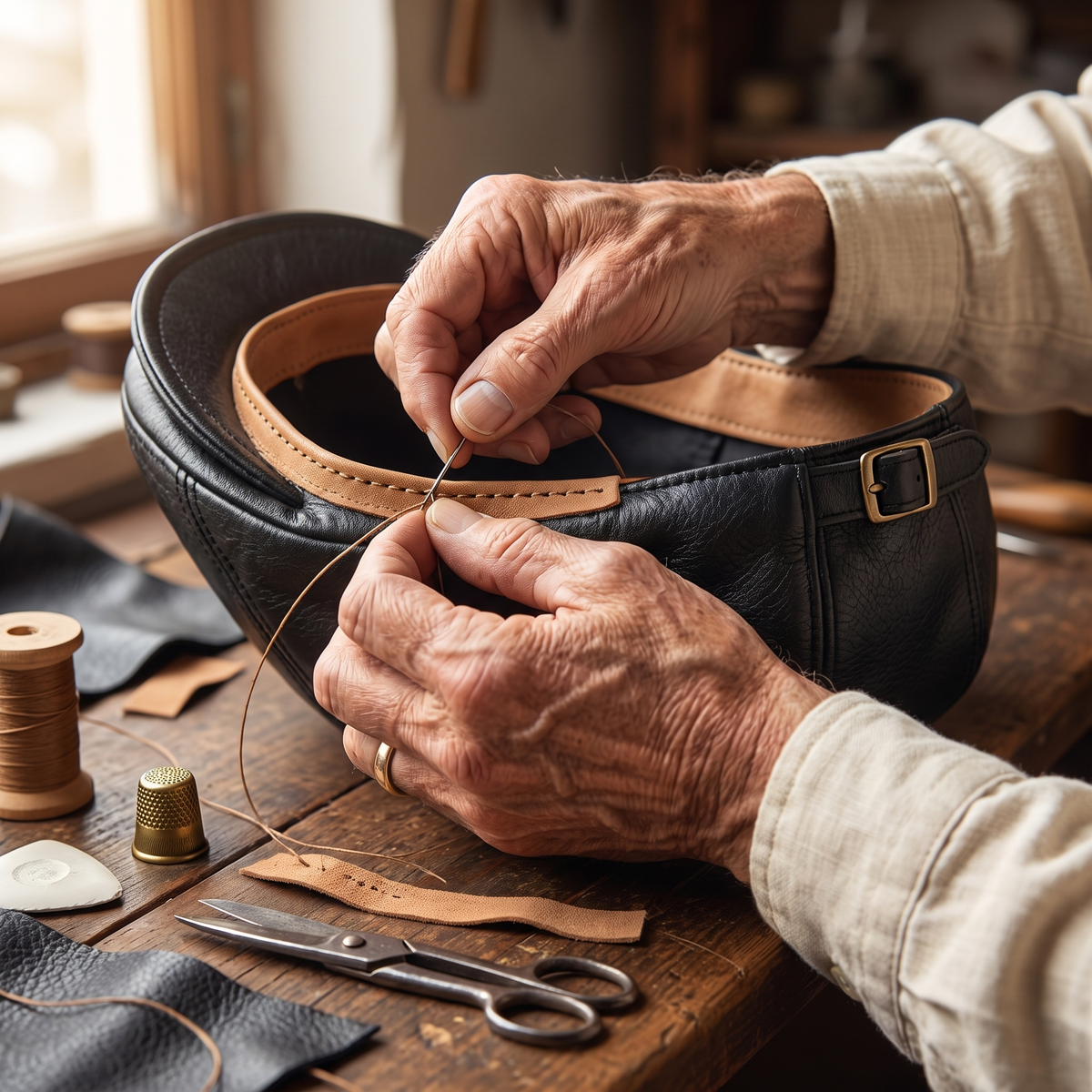Heritage Leather Cap — SEDBERGH — hand-finished by Edmund