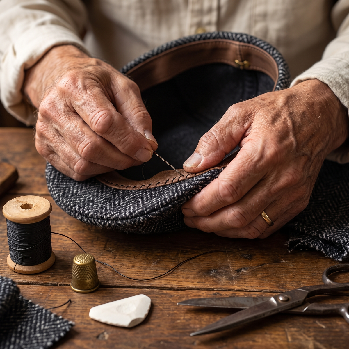 Tweed Flat Cap — TENBY — hand-finished by Edmund