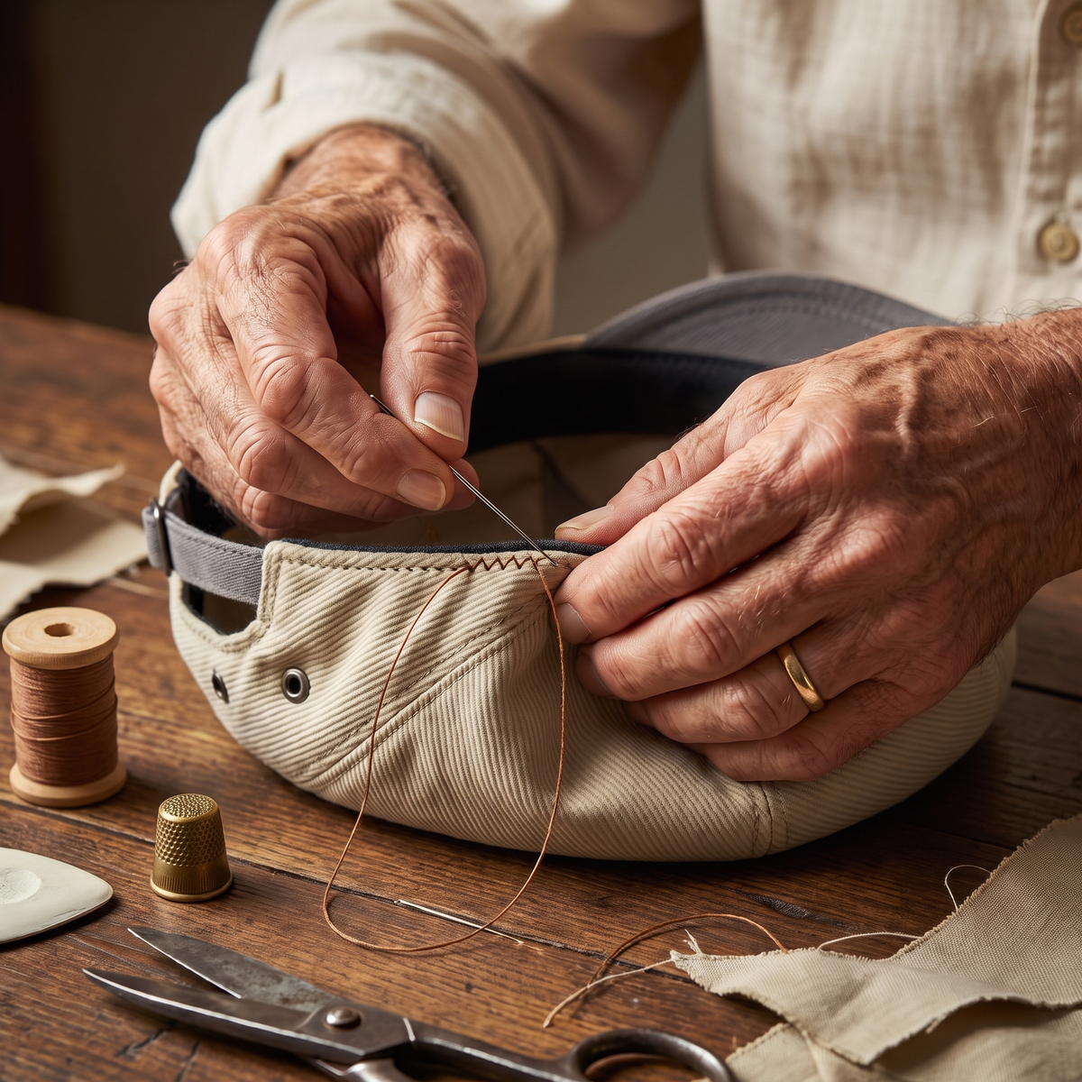 Pinstripe Cotton Cap — BRAMPTON — hand-finished by Edmund