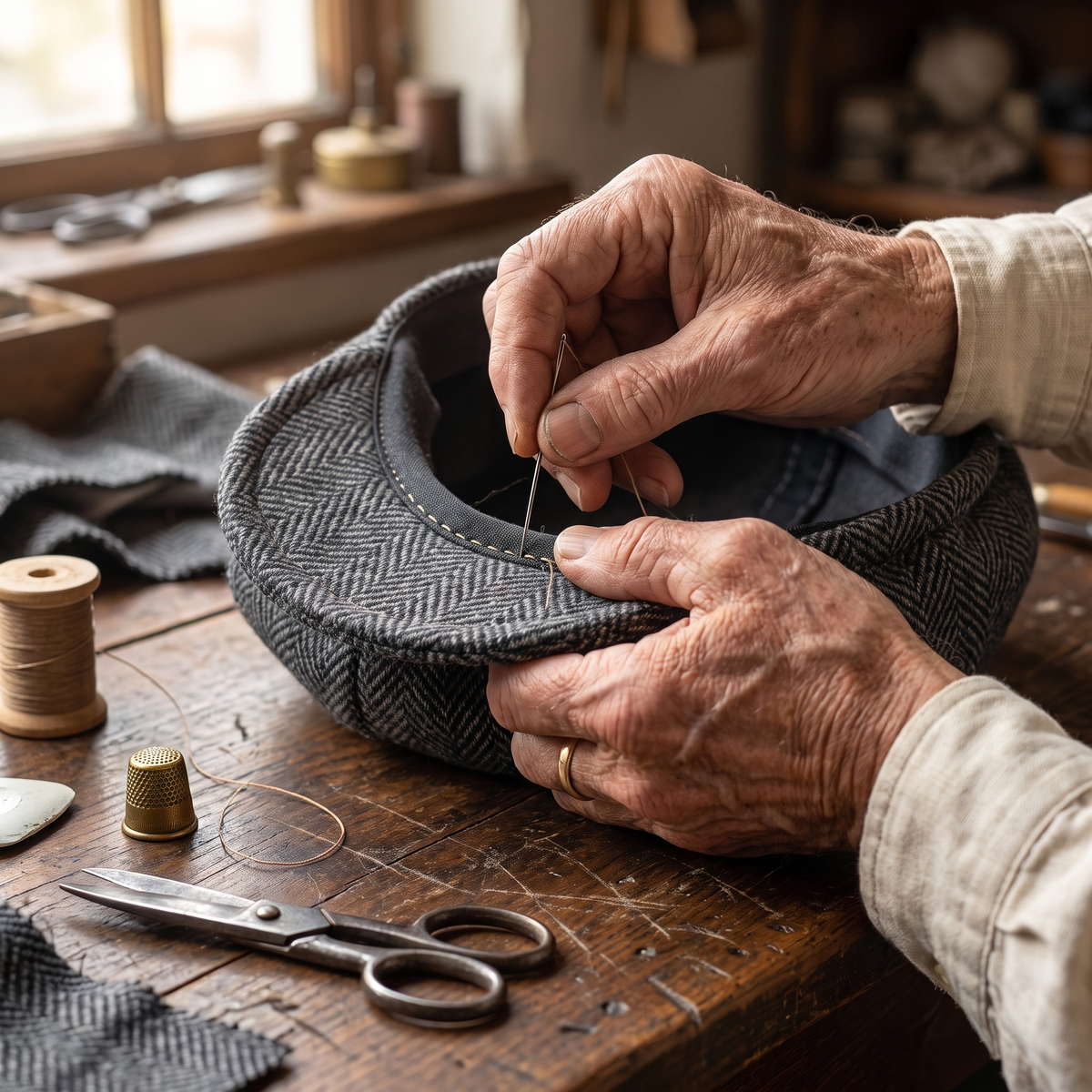 Eight-Panel Cap — BEDALE — hand-finished by Edmund