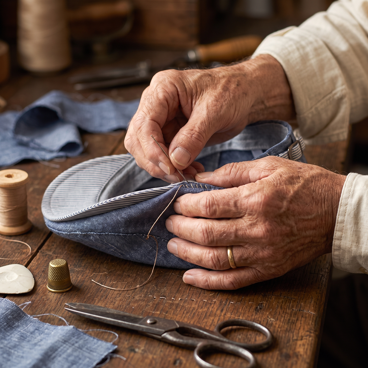 Coastal Linen Cap — KENMARE — hand-finished by Edmund