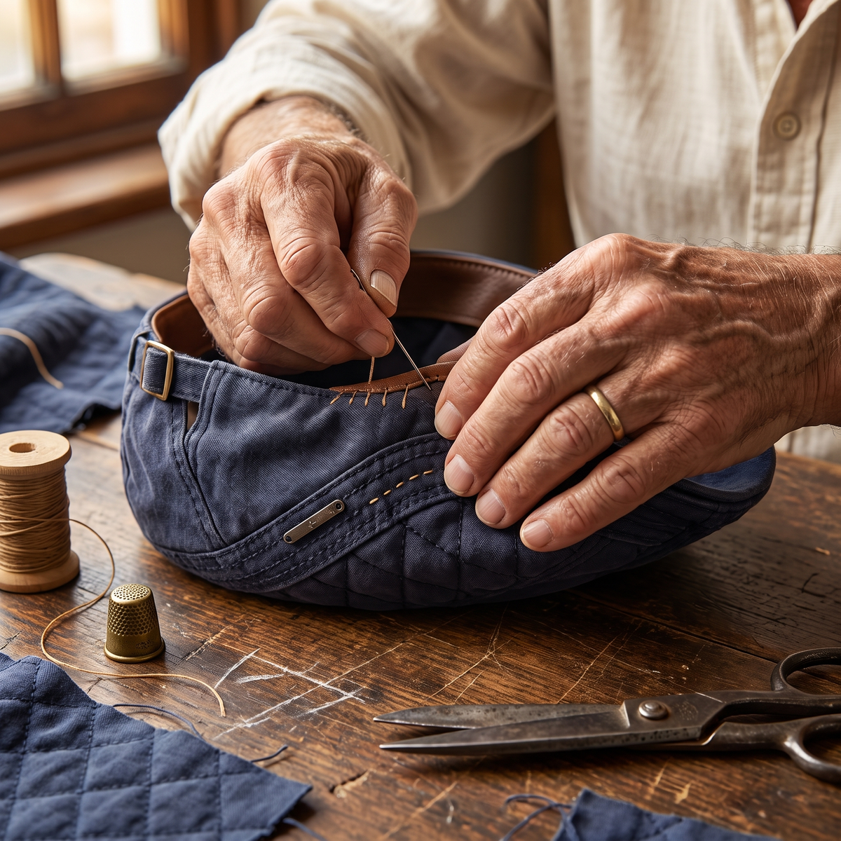 Quilted Cotton Cap — HAWORTH — hand-finished by Edmund