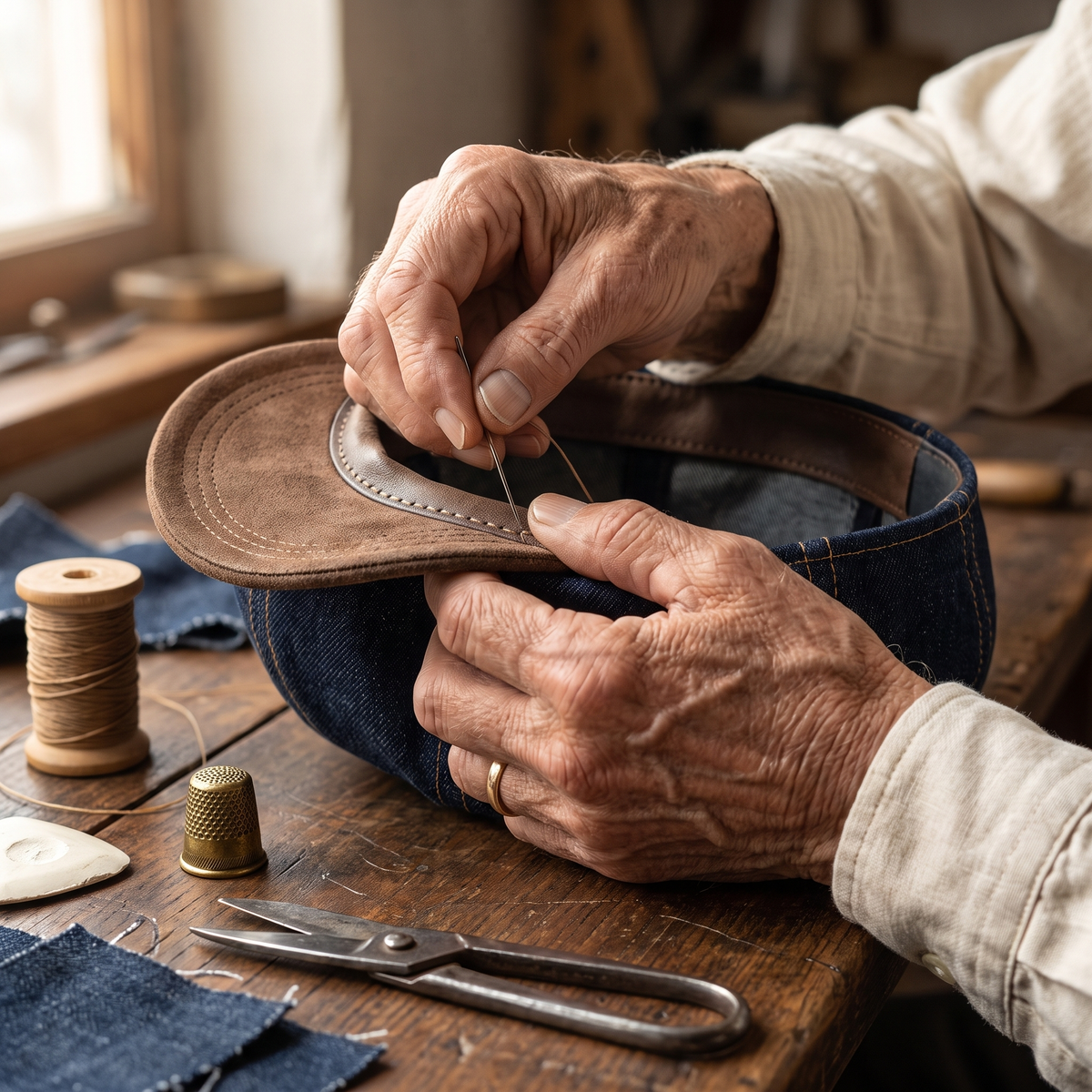 Workman's Denim Cap — ALSTON — hand-finished by Edmund