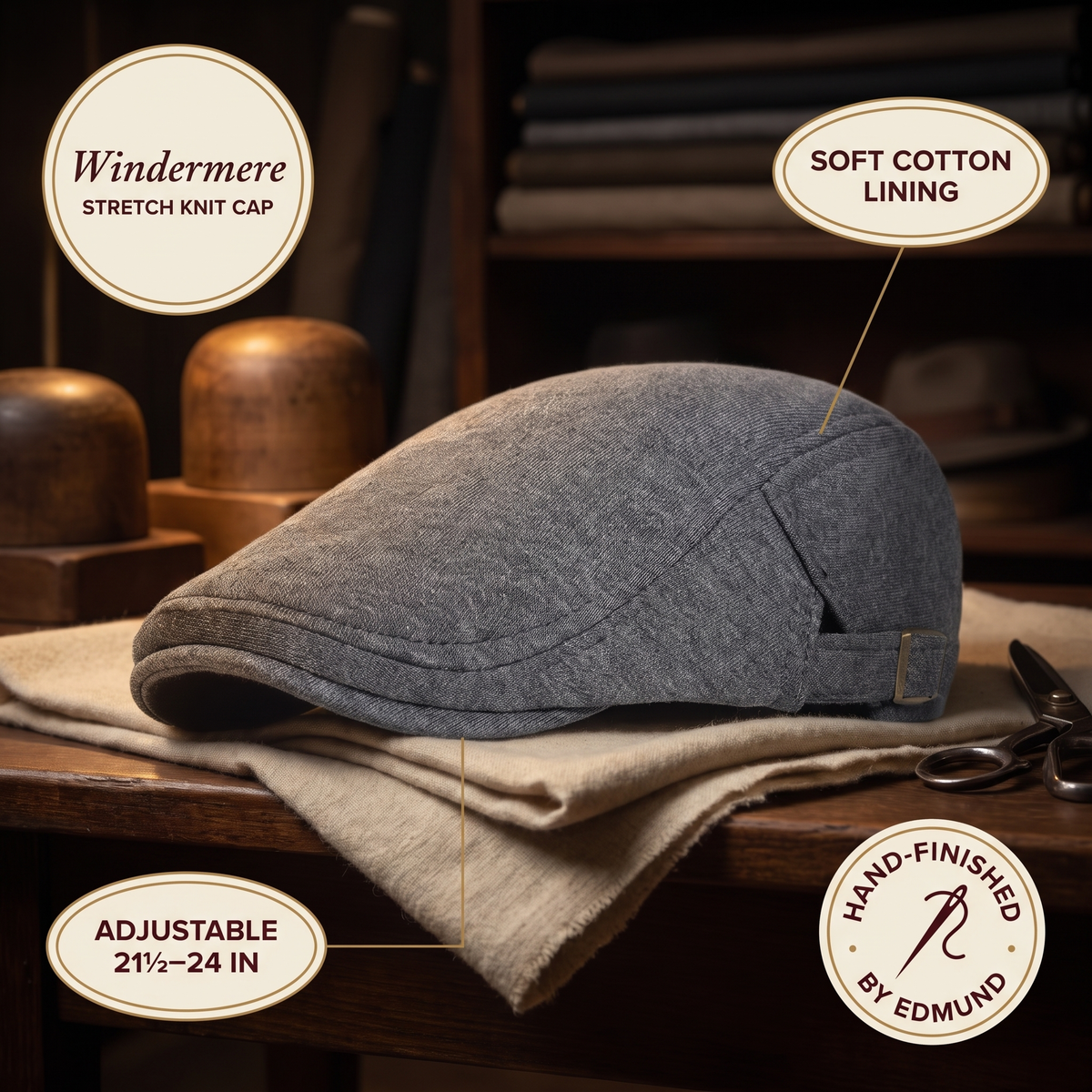 Stretch Knit Cap — WINDERMERE — details