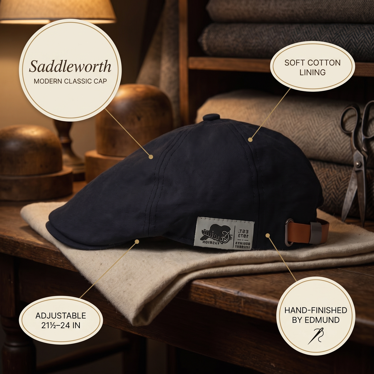 Modern Classic Cap — SADDLEWORTH — details