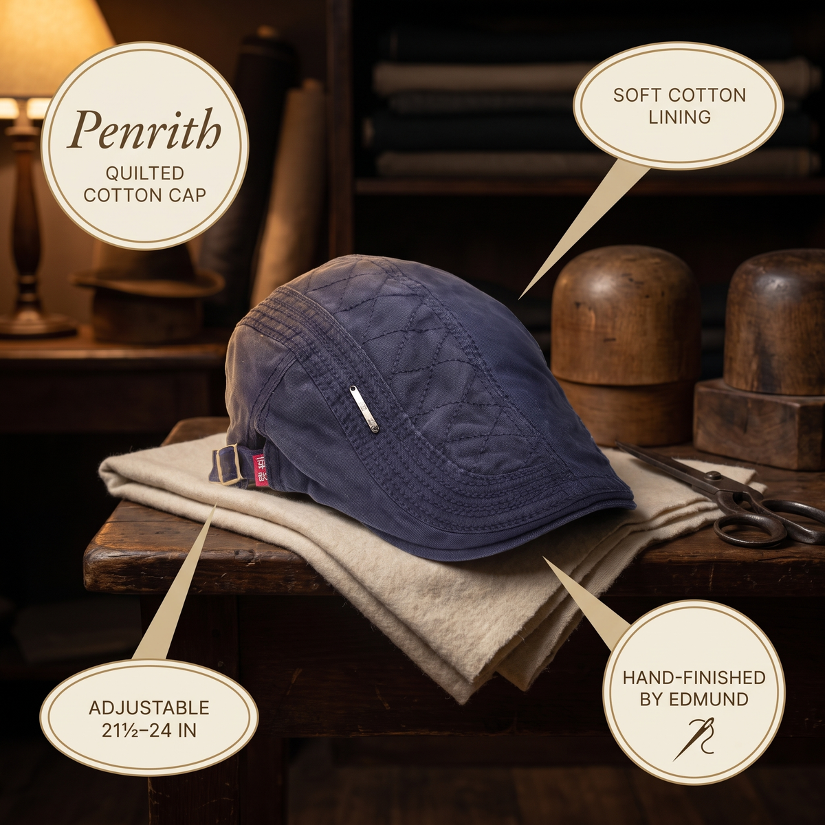 Quilted Cotton Cap — PENRITH — details