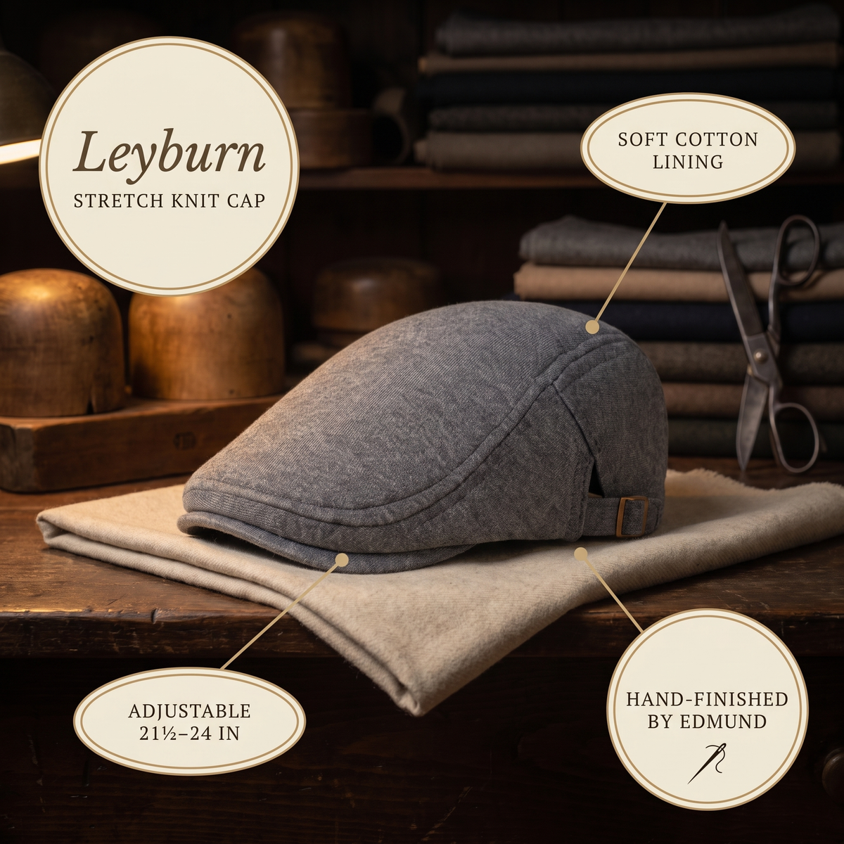 Stretch Knit Cap — LEYBURN — details