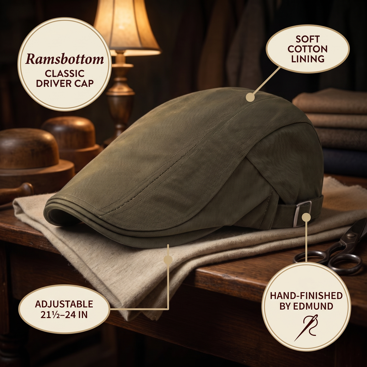 Classic Driver Cap — RAMSBOTTOM — details