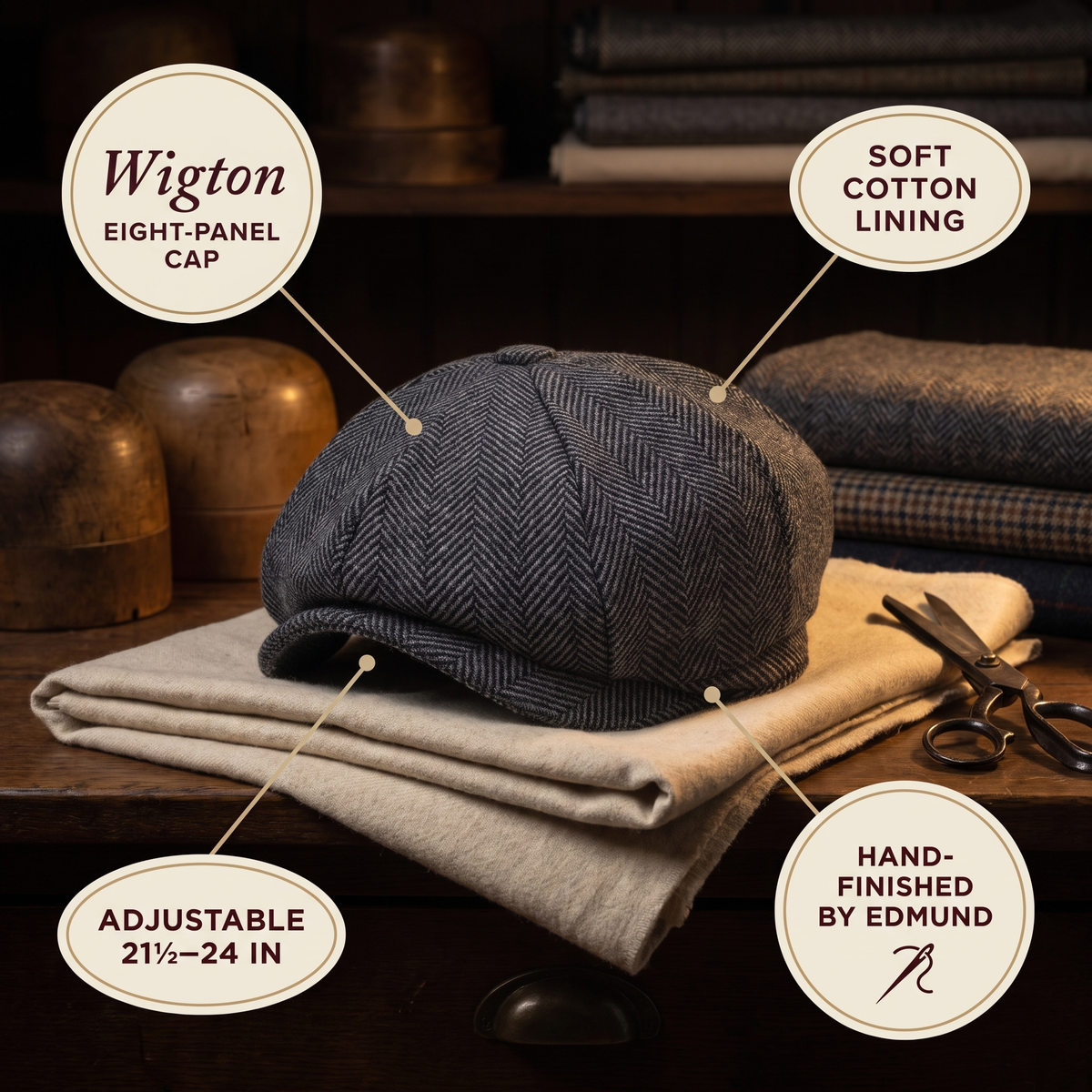 Eight-Panel Cap — WIGTON — details