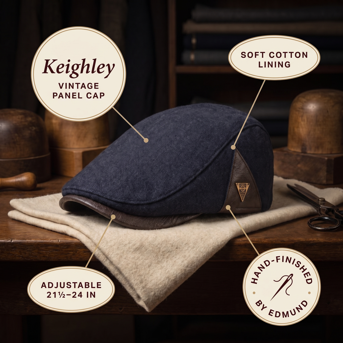 Vintage Panel Cap — KEIGHLEY — details