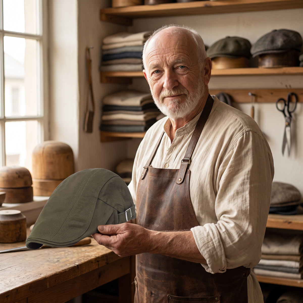 Classic Driver Cap — CLIFDEN — Edmund in his workshop