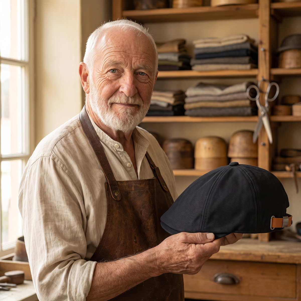 Modern Classic Cap — SADDLEWORTH — Edmund in his workshop