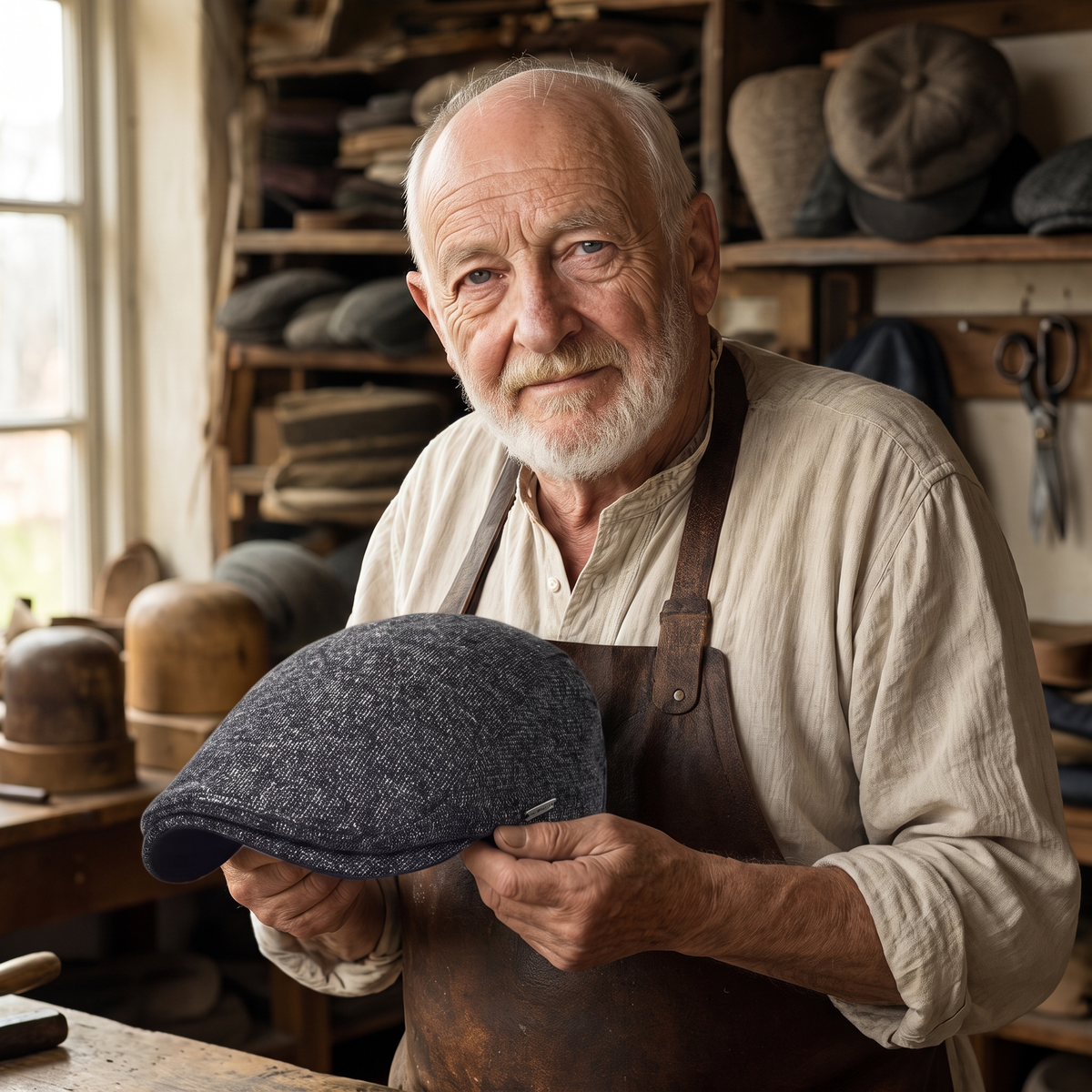 Heritage Wool Cap — BIGGAR — Edmund in his workshop
