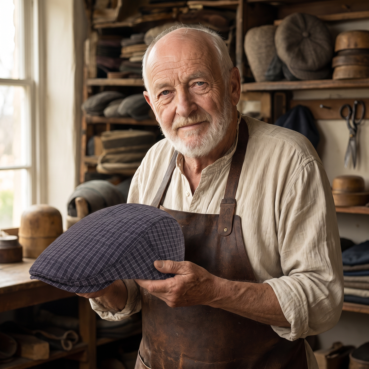 Lightweight Grid Cap — MORPETH — Edmund in his workshop
