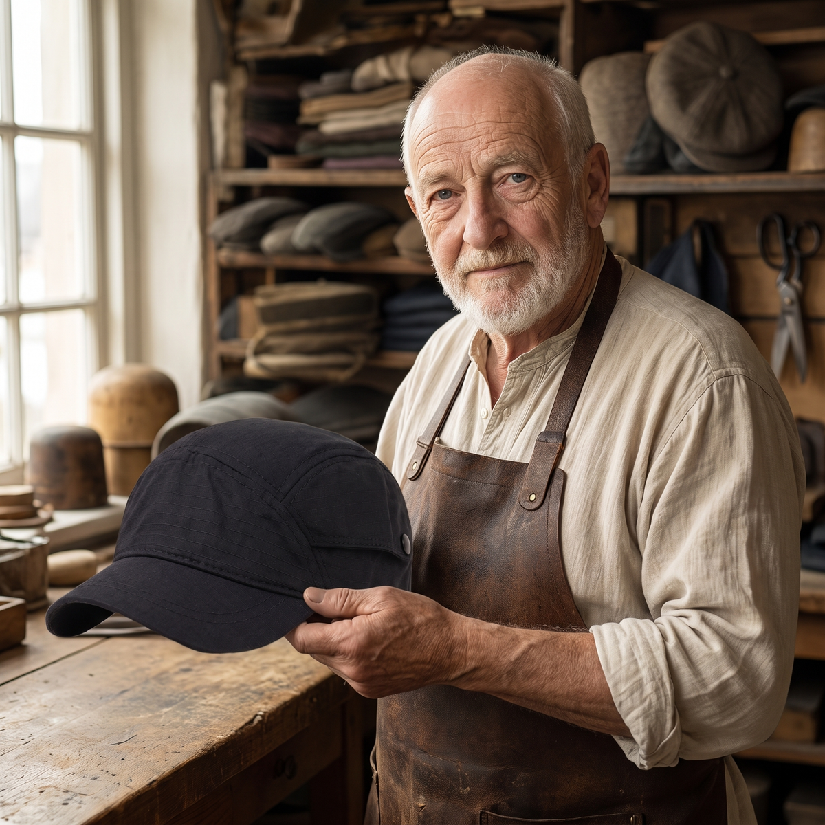 Adventure Outdoor Cap — DENT — Edmund in his workshop