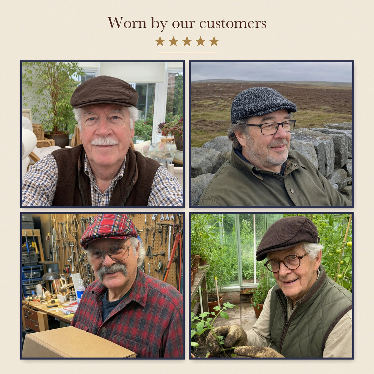 Tweed Newsboy Cap — SETTLE — worn by our customers