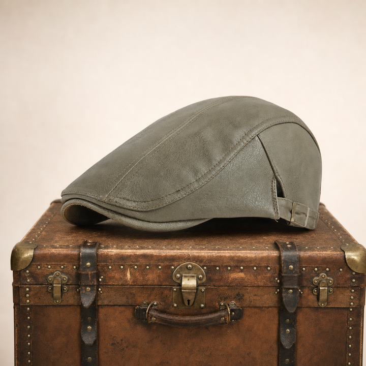 Heritage Leather Cap — STIRLING — Army Green