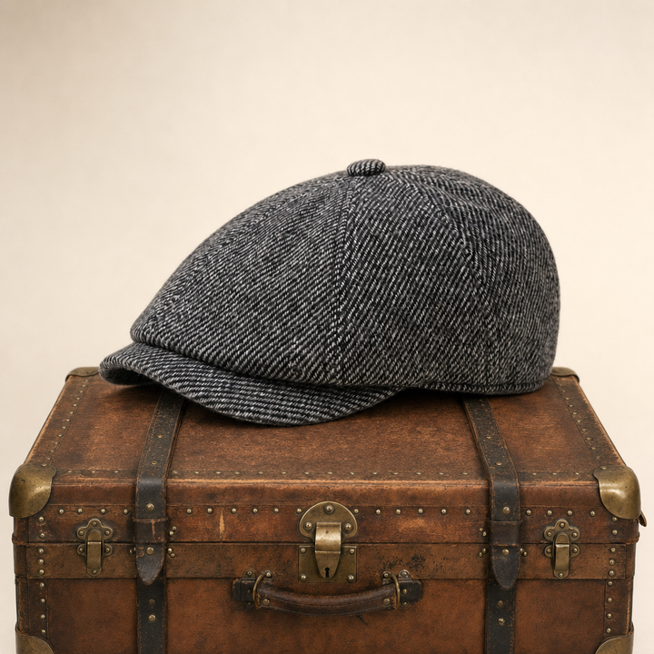 Tweed Newsboy Cap — SETTLE — Ash Grey
