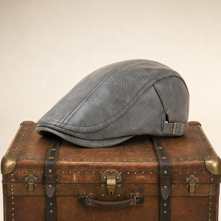 Heritage Leather Cap — SEDBERGH — Ash Grey