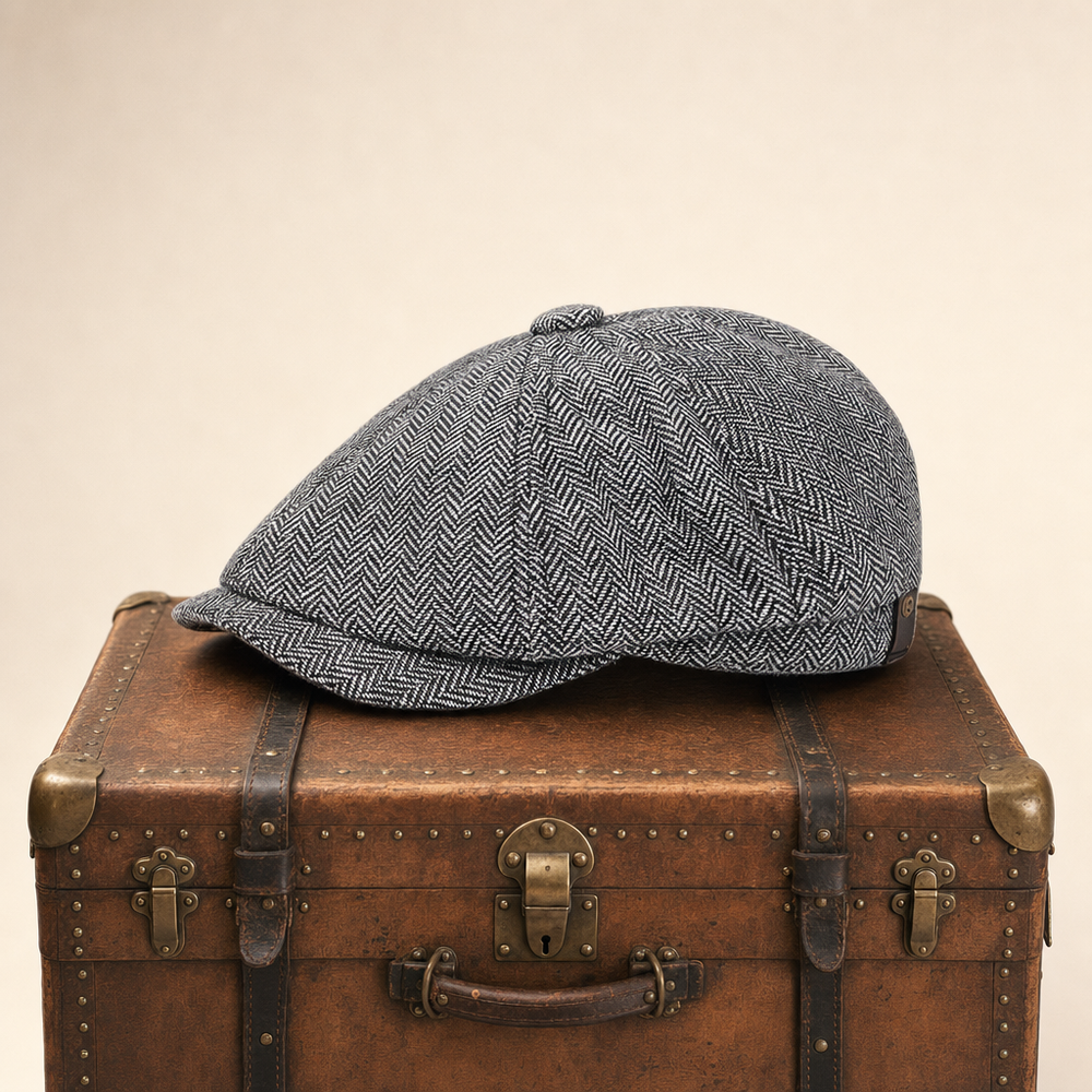 Herringbone Wool Cap — DUMFRIES — Ash Grey