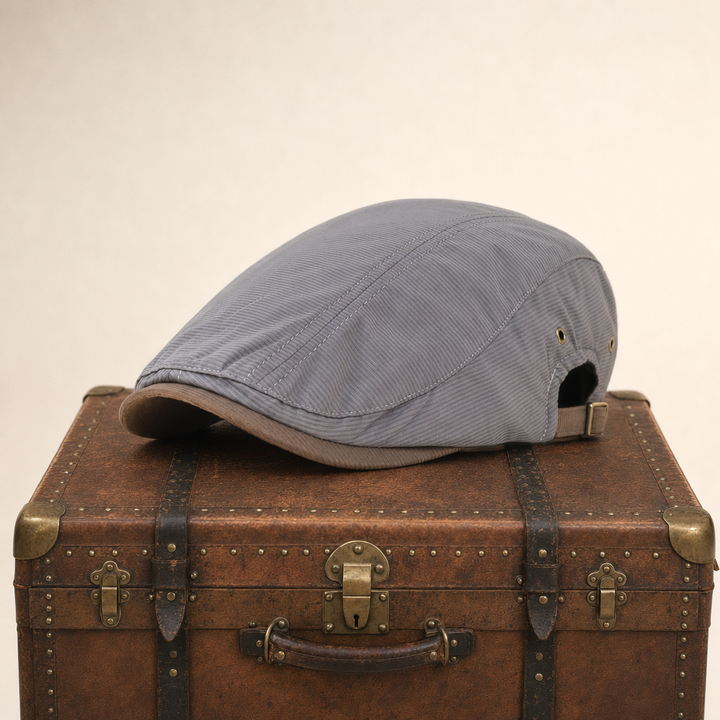 Pinstripe Cotton Cap — MARSDEN — Ash Grey
