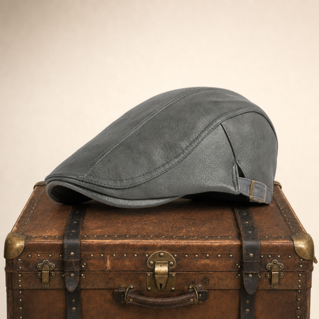 Heritage Leather Cap — STIRLING — Ash Grey