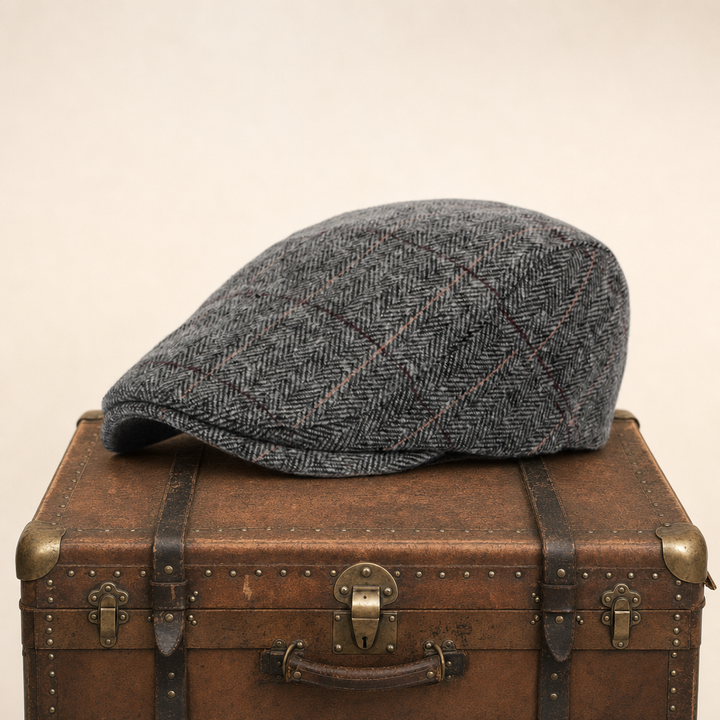 Pinstripe Herringbone Cap — APPLEBY — Ash Grey