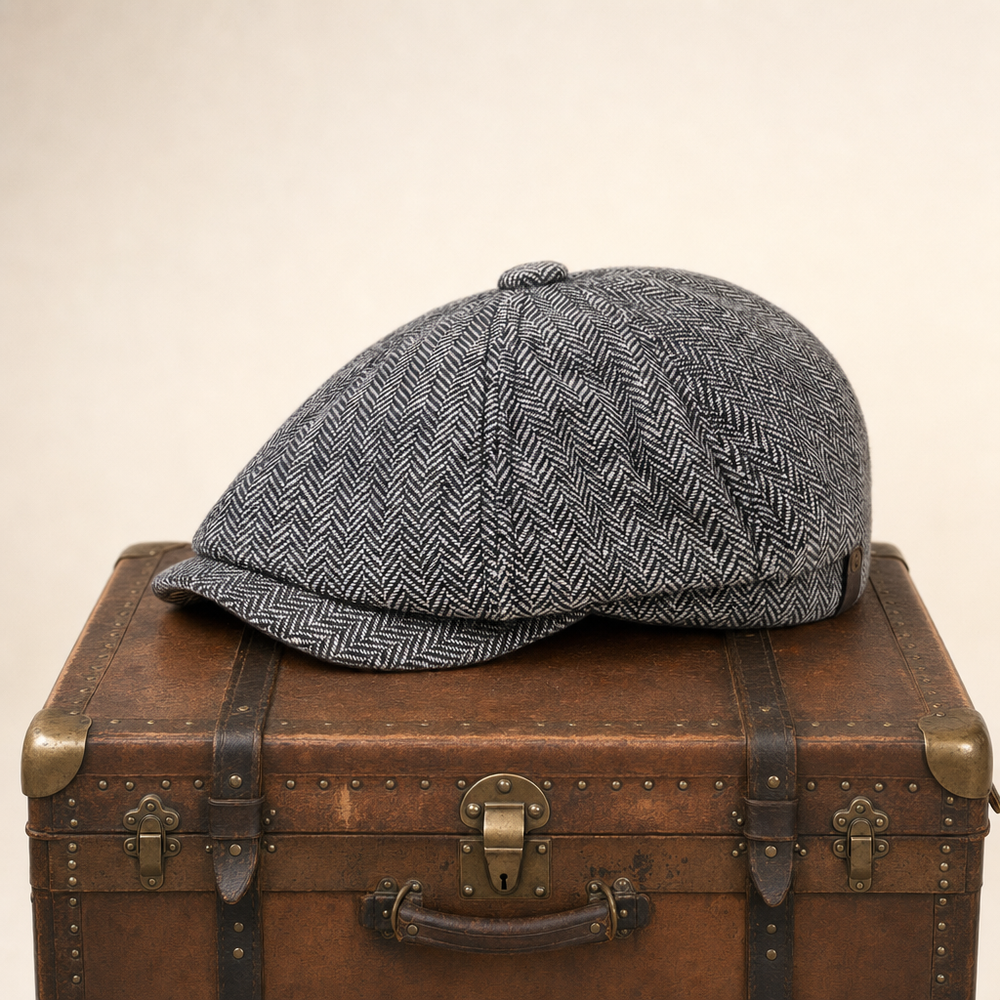 Herringbone Wool Cap — ROSSENDALE — Ash Grey