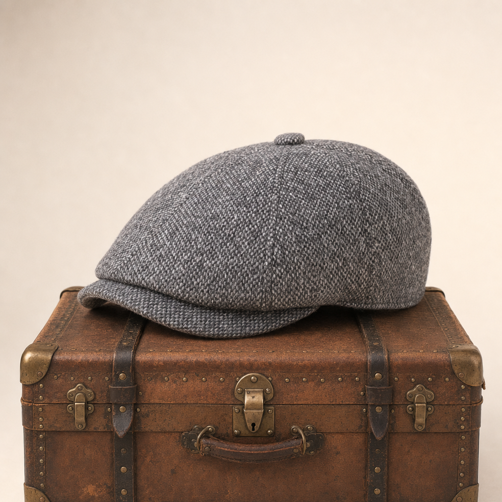 Flecked Eight-Panel Cap — RIPON — Ash Grey