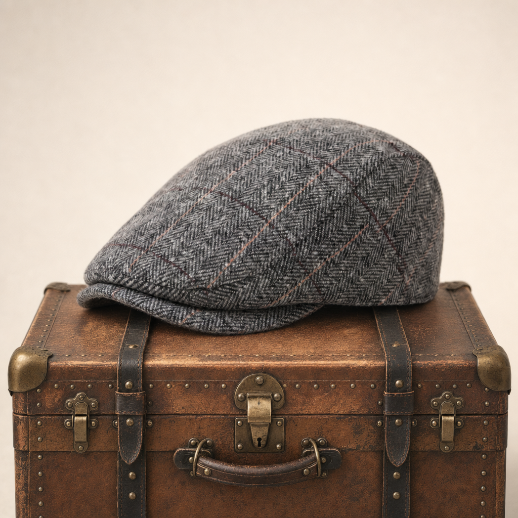 Pinstripe Herringbone Cap — GALWAY — Ash Grey