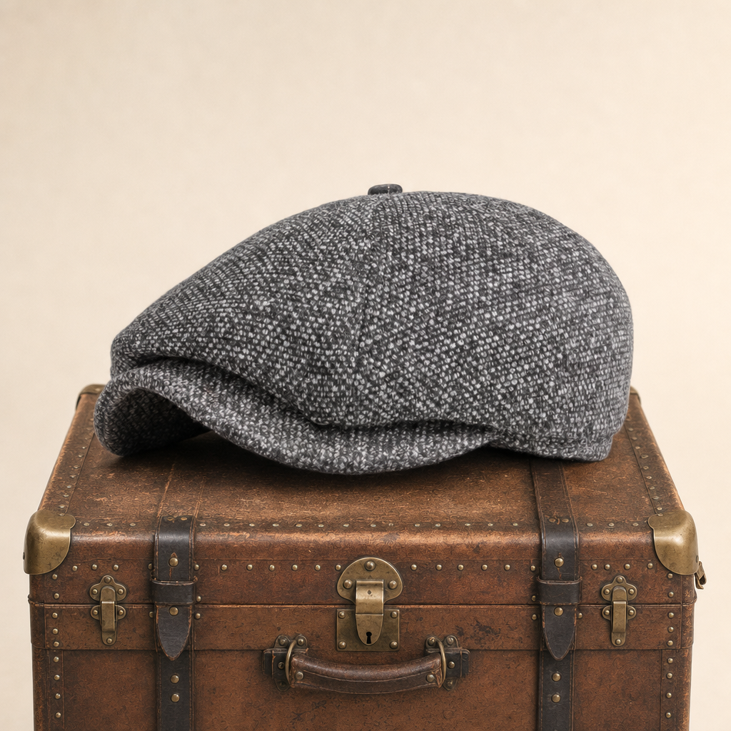 Flecked Eight-Panel Cap — CRIEFF — Ash Grey