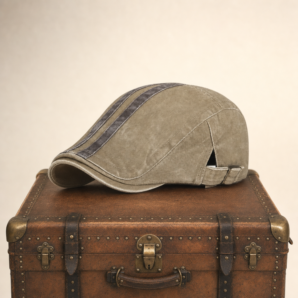 Denim Strip Cap — FORFAR — Beige