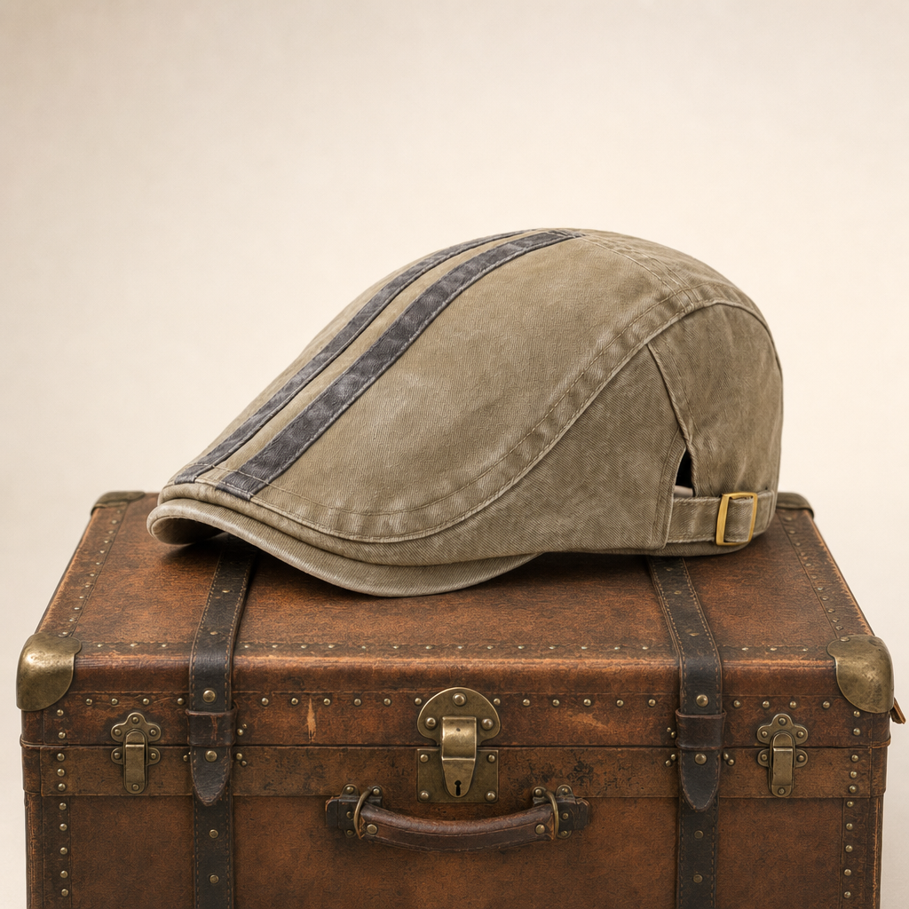 Denim Strip Cap — MASHAM — Beige