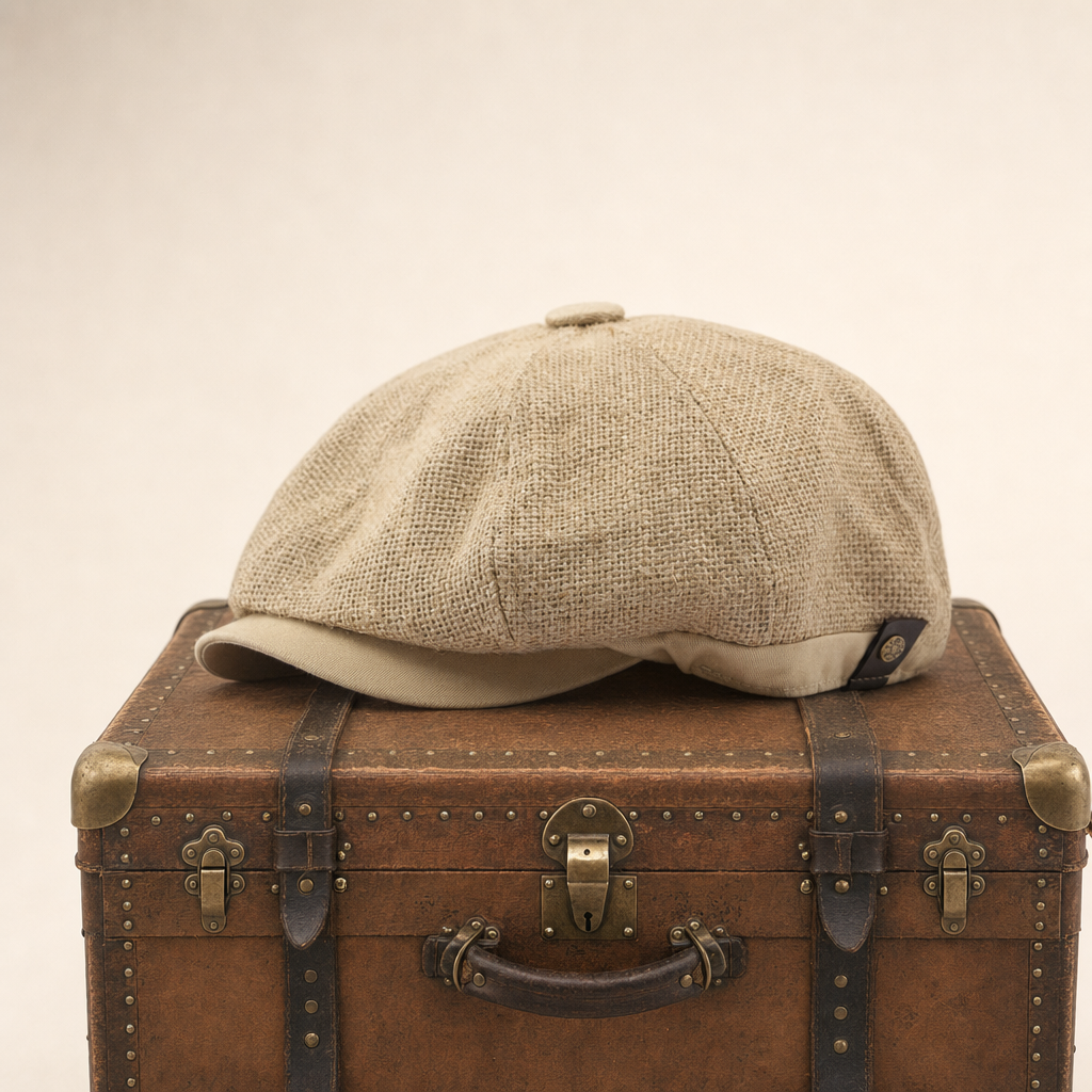 Linen Crown Cap — PEEBLES — Beige