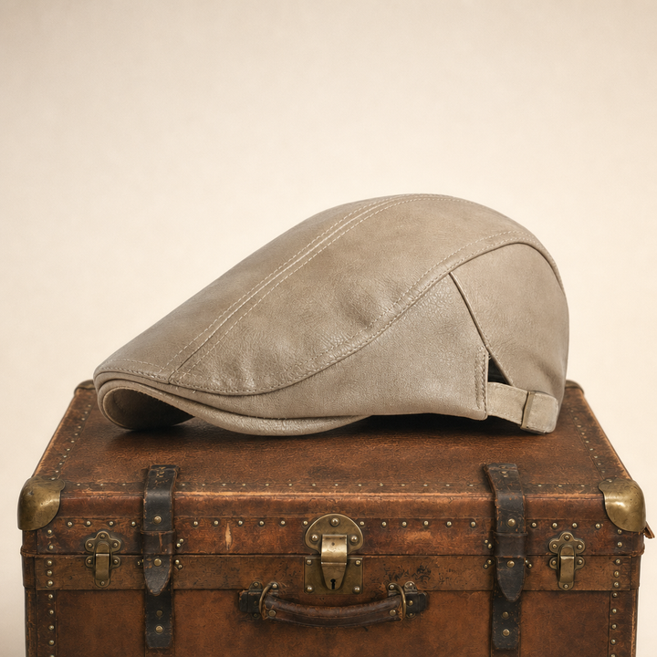 Heritage Leather Cap — STIRLING — Beige