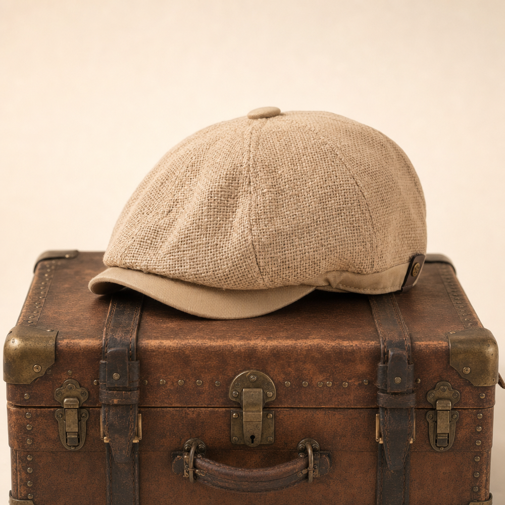 Linen Crown Cap — GRASSINGTON — Beige