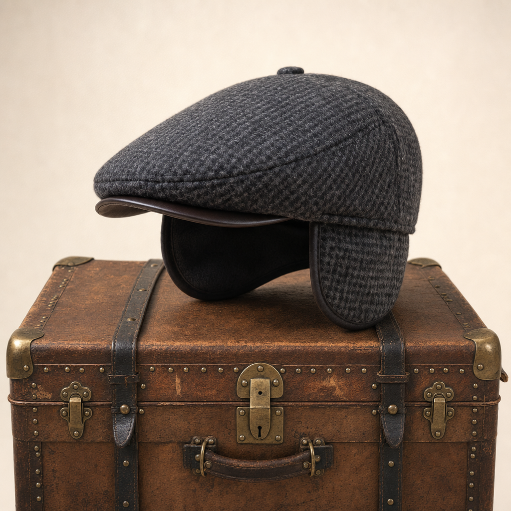 Wool Ear Flap Cap — RICHMOND — Black