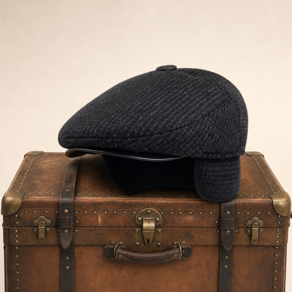 Wool Ear Flap Cap — LUDLOW — Black