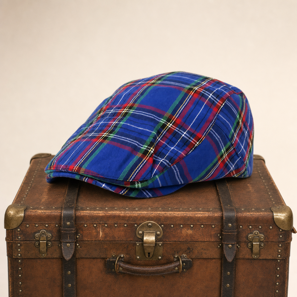 Festive Plaid Cap — ELGIN — Blue