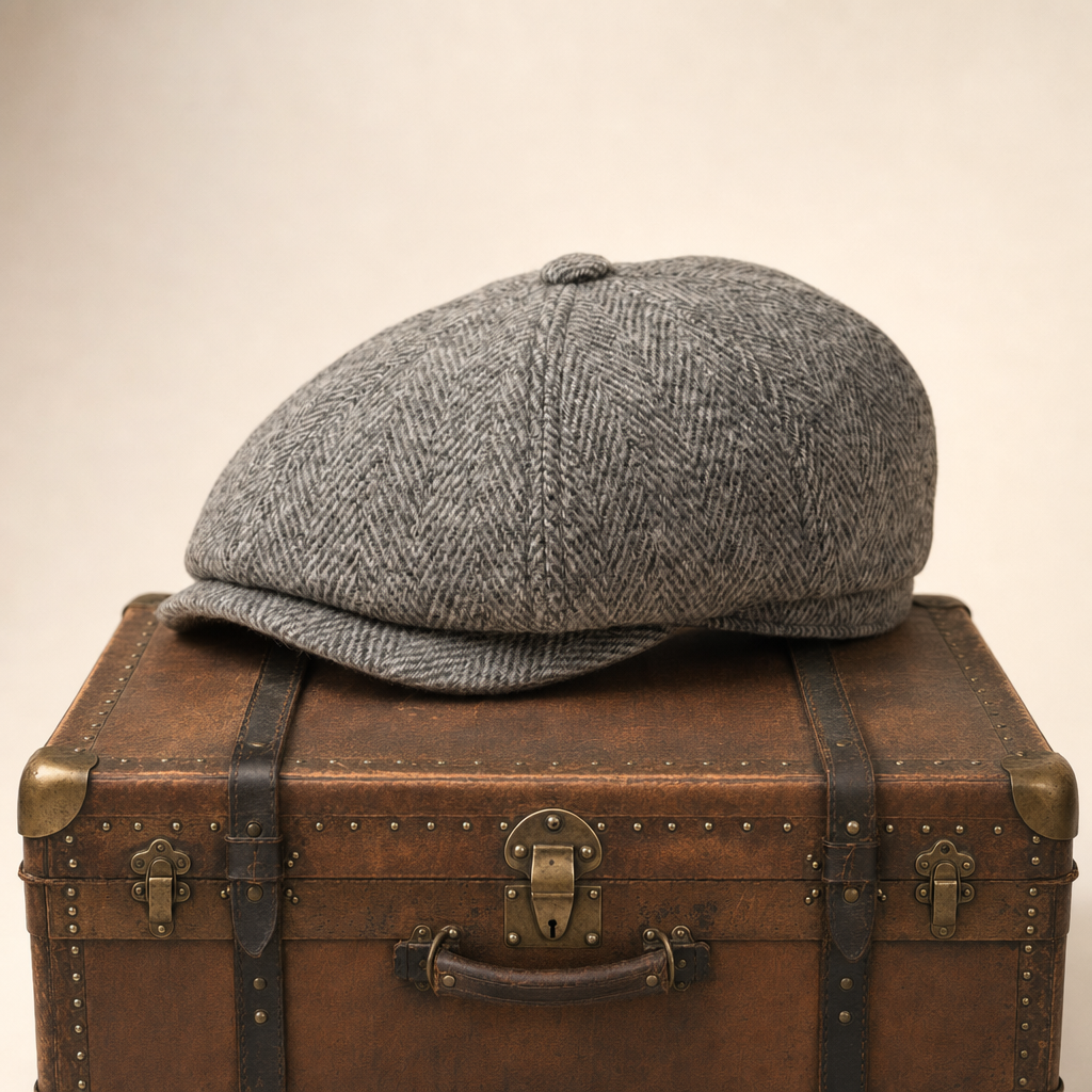 Herringbone Earflap Cap — HEXHAM — Brown