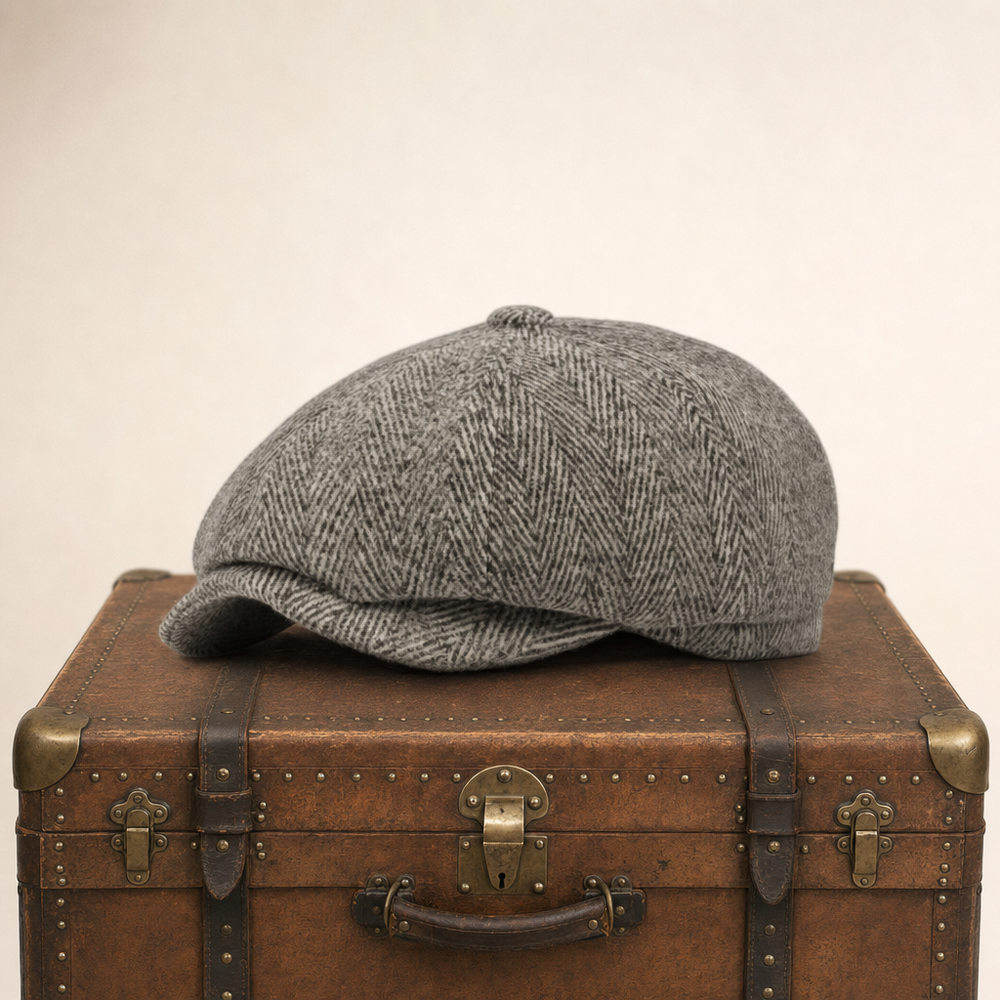 Herringbone Earflap Cap — KIRKCUDBRIGHT — Brown