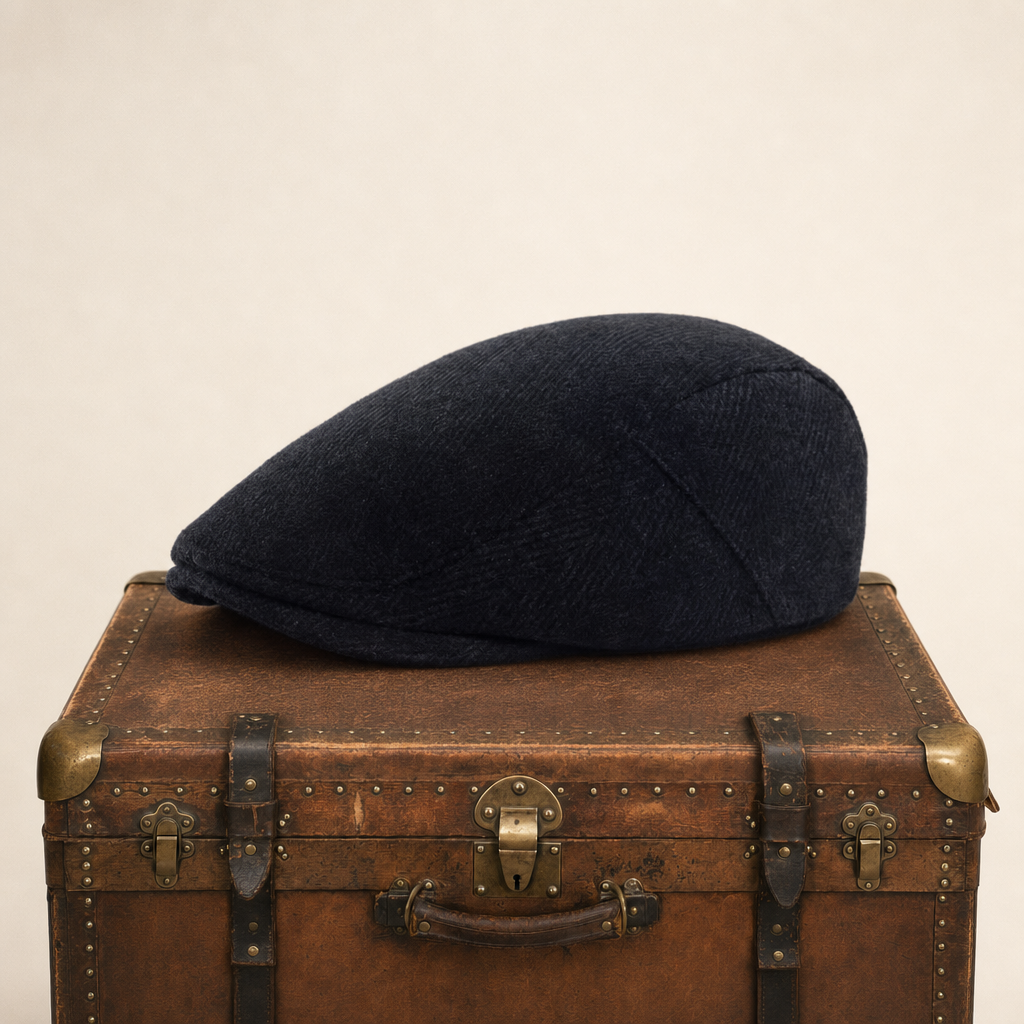 Herringbone Wool Cap — MOFFAT — Coal Black